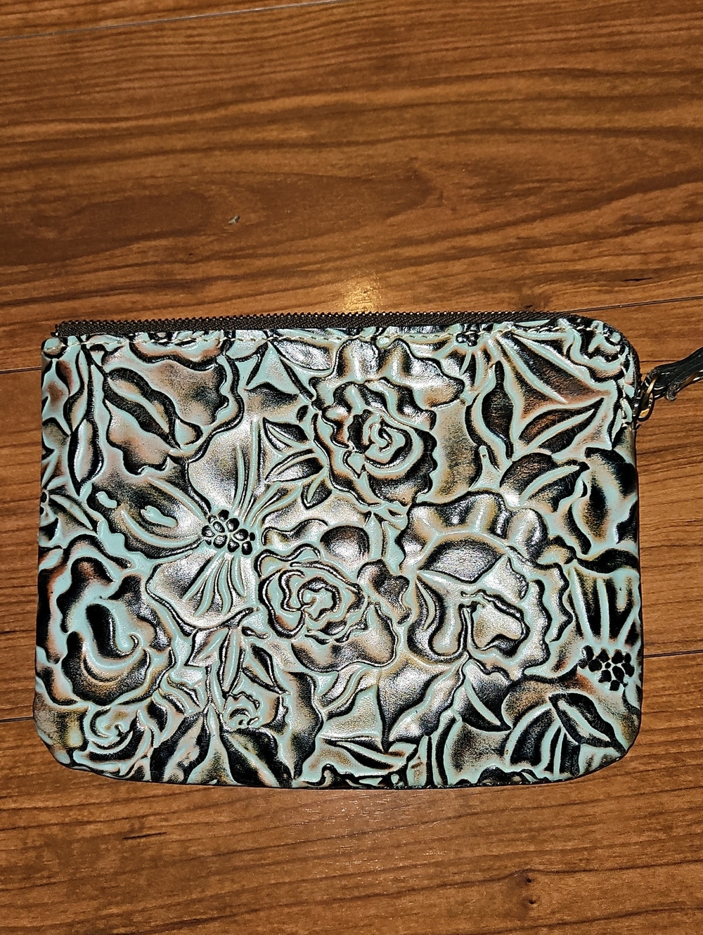 Patricia Nash Leather Tooled Floral Wristlet - Mint Green